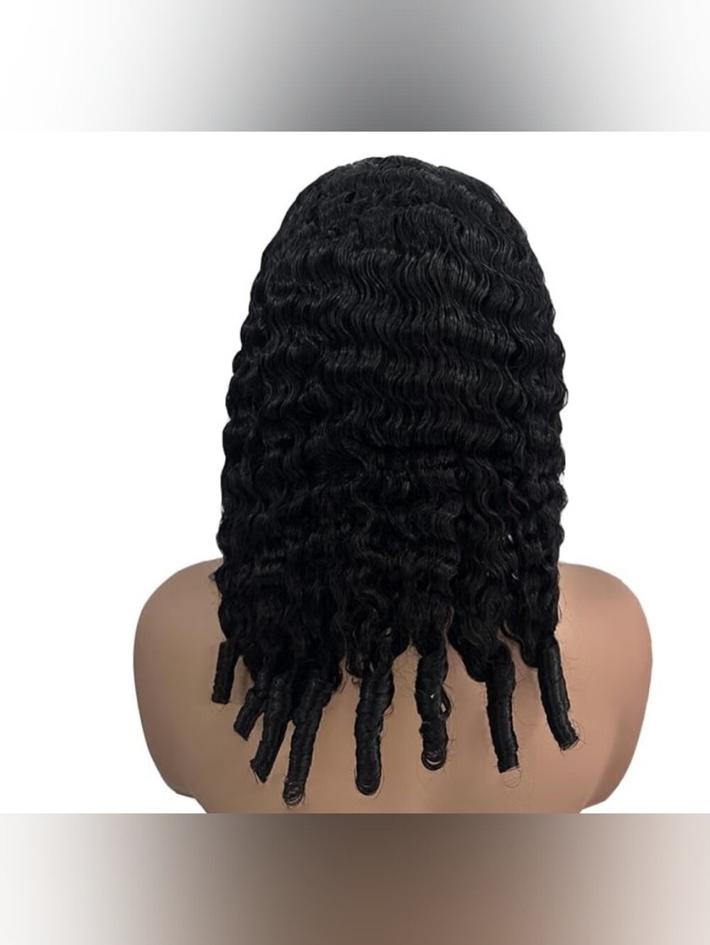 Burmese Curly Human Hair Half Wig Spiral Ends Glueless 150 Den 13.5" Jet Black